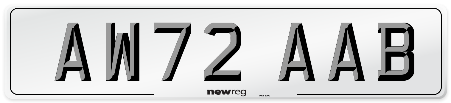 AW72 AAB Number Plate from New Reg
